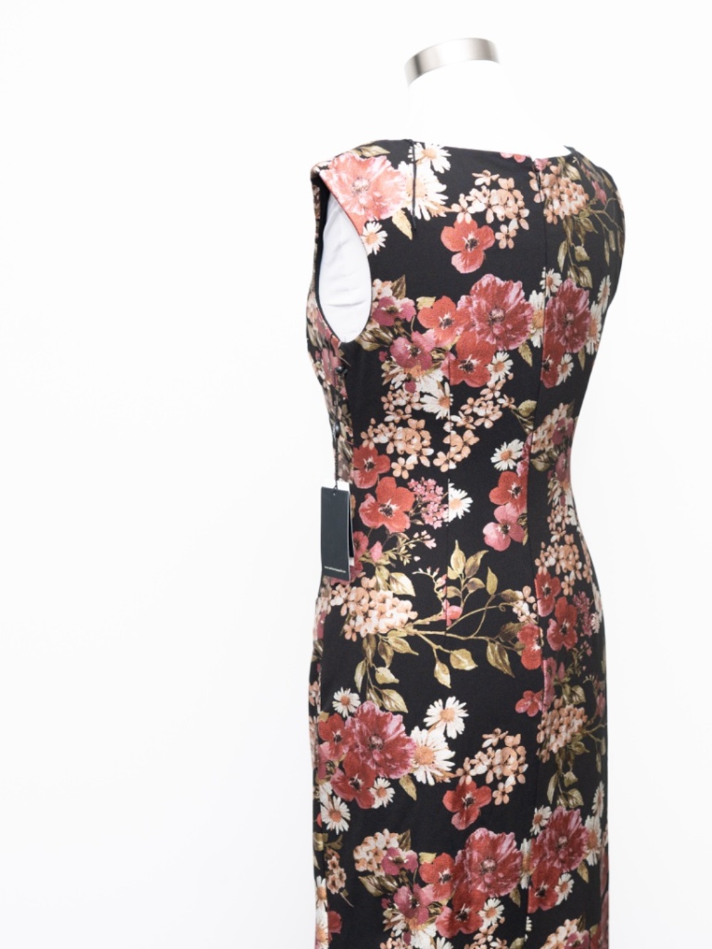 Floral V-Neck Black Maxi Dress with Rose Print - Picture 10 of 13